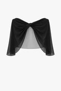 Black “Nikita” Chiffon Twist Shawl Wrap, product-only front view
