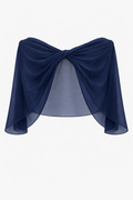Navy “Nikita” Chiffon Twist Shawl Wrap, product-only front view
