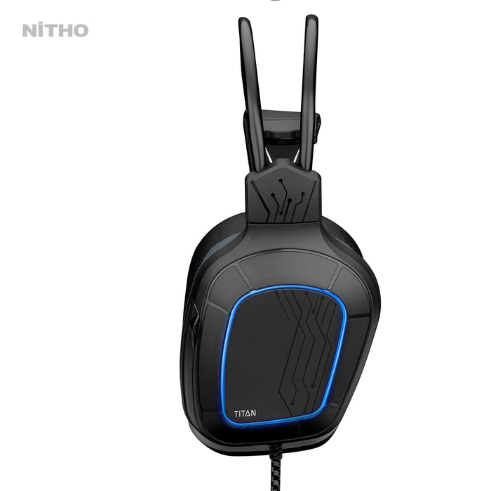 NiTHO TITAN STEREO GAMING Wired Over Ear HEADSET, Compatible with PC/PS4/Xbox One/Switch (PC Adapter Included)