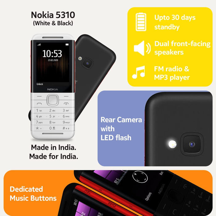 Nokia 5310 Dual SIM Keypad Phone (UNLOCKED) (UNBOXED) - Unboxify