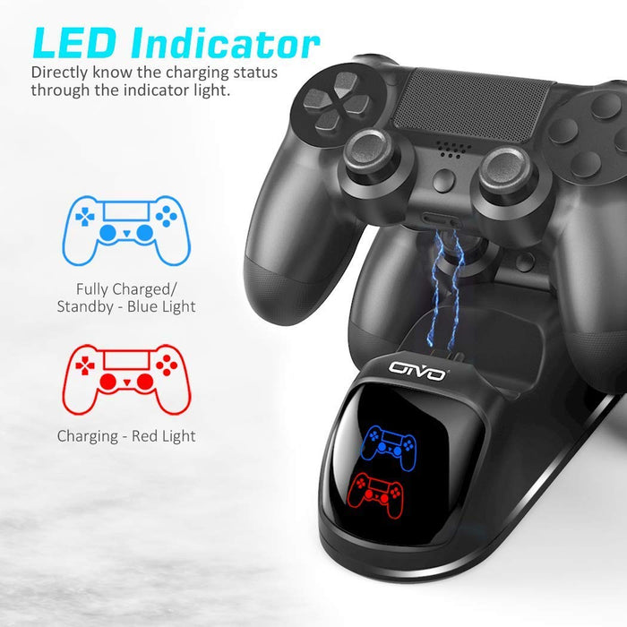 Oivo Dual Charging Dock For Ps4 Wireless Controller, Store & Charger Controller Ps4/Slim/Pro For Cellular Phones (Black)