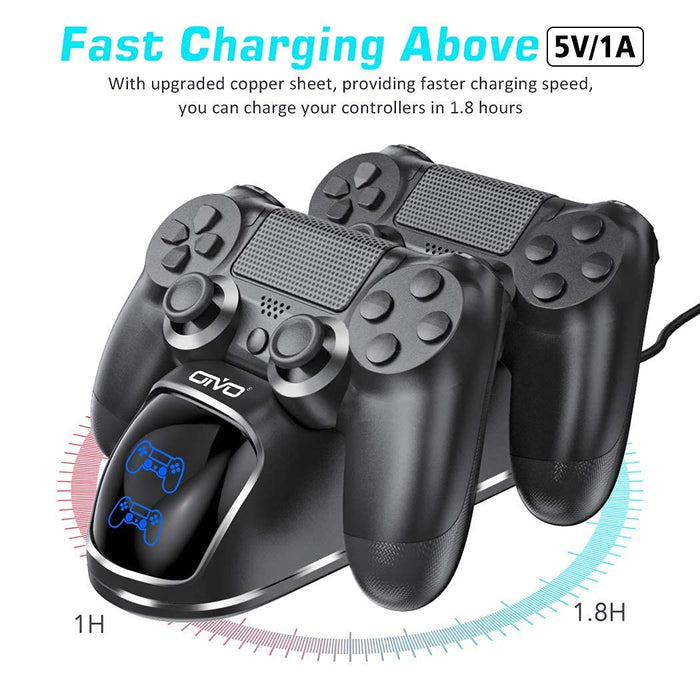 Oivo Dual Charging Dock For Ps4 Wireless Controller, Store & Charger Controller Ps4/Slim/Pro For Cellular Phones (Black)