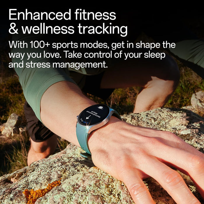 OnePlus Watch 2 with Wear OS 4,Snapdragon W5 Chipset,Upto 100hrs battery life,1.43’’ AMOLED Display,Stainless Steel & Sapphire Crystal build,Dual Frequency GPS,5 ATM, IP68 & BT Calling - Unboxify