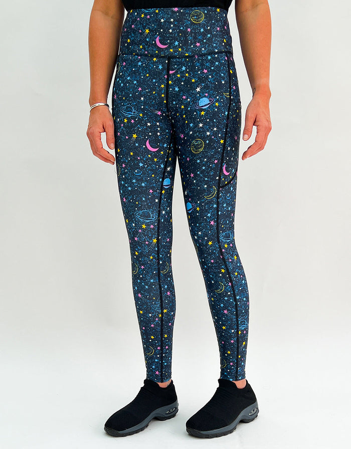 Women's Out Of This World activewear leggings with intergalactic print and pockets