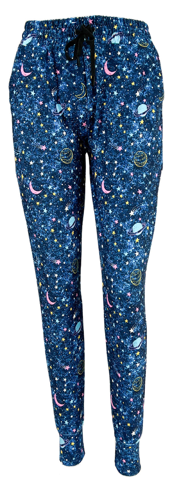 Slim fit Out Of This World Joggers with intergalactic print, drawstring waist, cuffed bottoms, and pockets in soft fabric