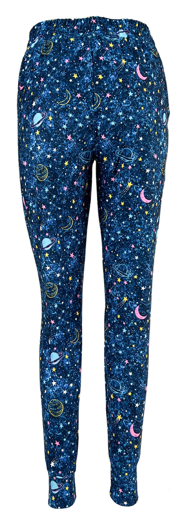 Slim fit Out Of This World Joggers with intergalactic space print, drawstring waist, cuffed bottoms, and pockets in soft fabric