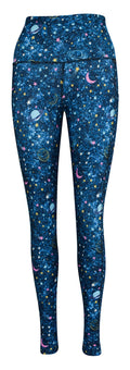 Out of this world leggings with intergalactic print and deep side pockets for keys and phone
