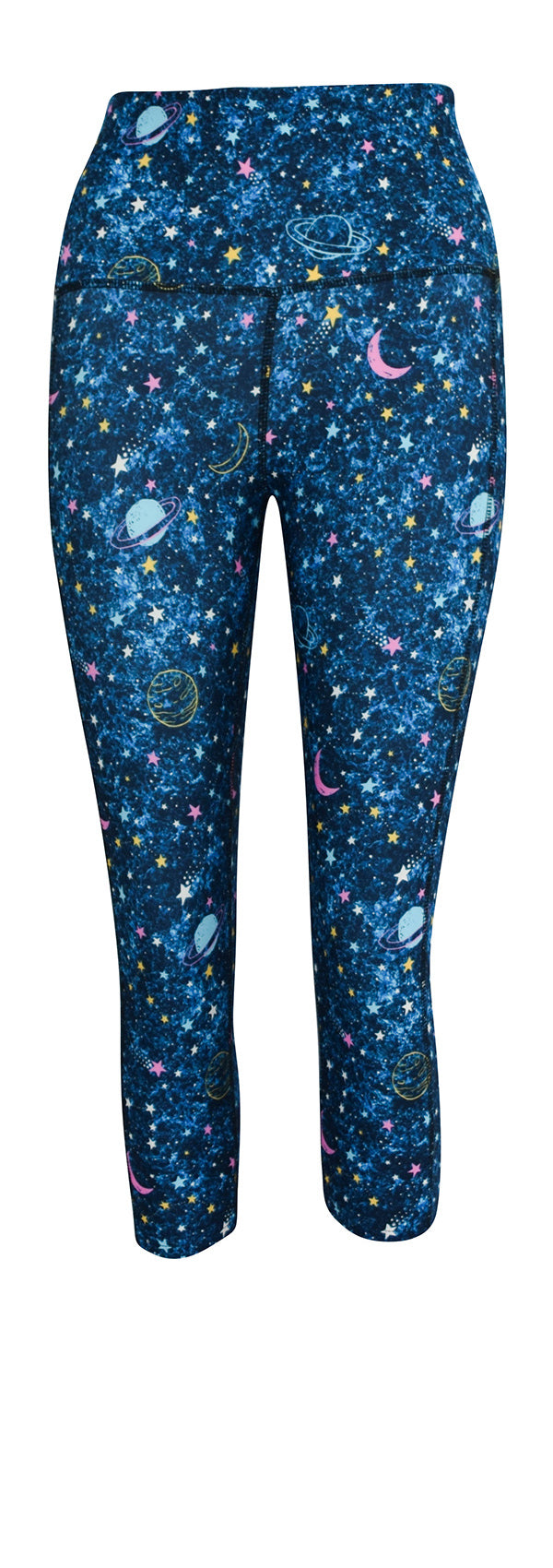 Out of this world leggings with intergalactic print and deep side pockets for keys and phone