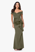 "Patti" Techno Scuba Off The Shoulder Dress