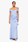Sage “Patti” Techno Scuba Off The Shoulder Dress, front view