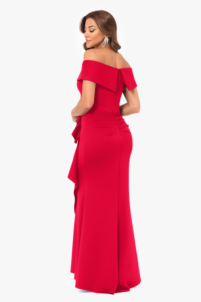 "Patti" Techno Scuba Off The Shoulder Dress