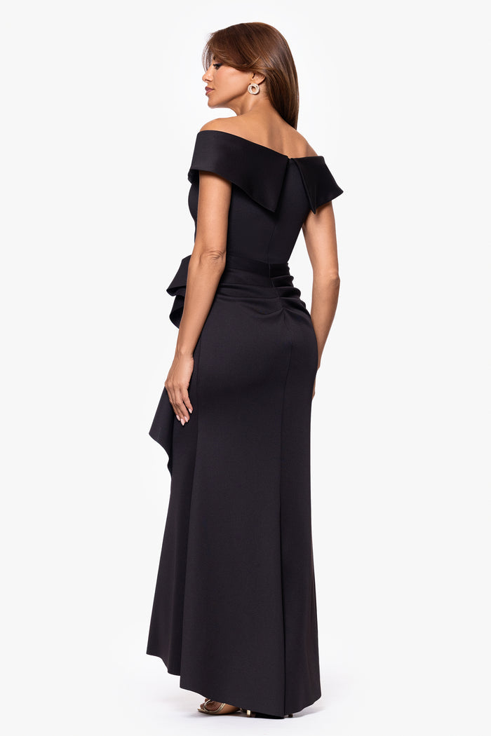 "Patti" Techno Scuba Off The Shoulder Dress