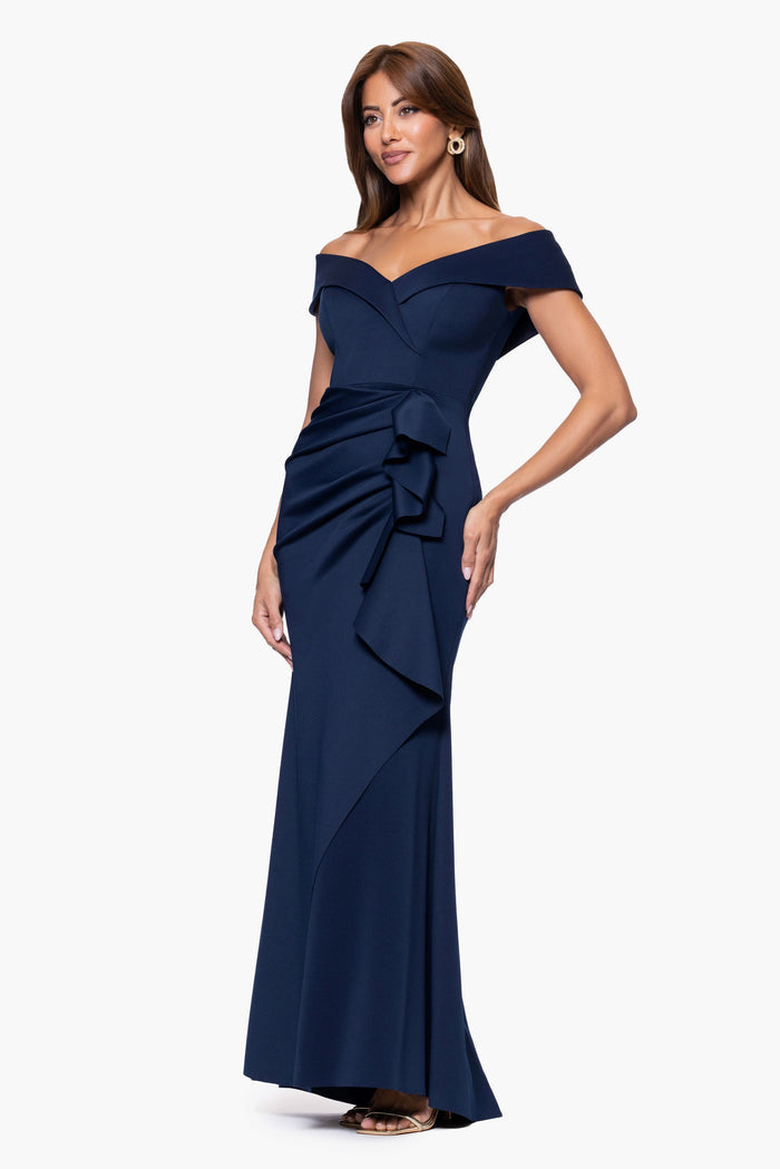 "Patti" Techno Scuba Off The Shoulder Dress