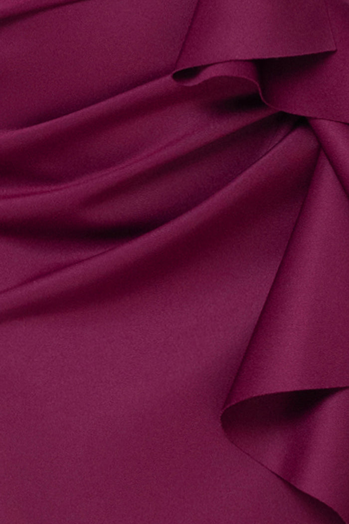 Raisin “Patti” Techno Scuba Off The Shoulder Dress, techno scuba fabric and ruffle detail