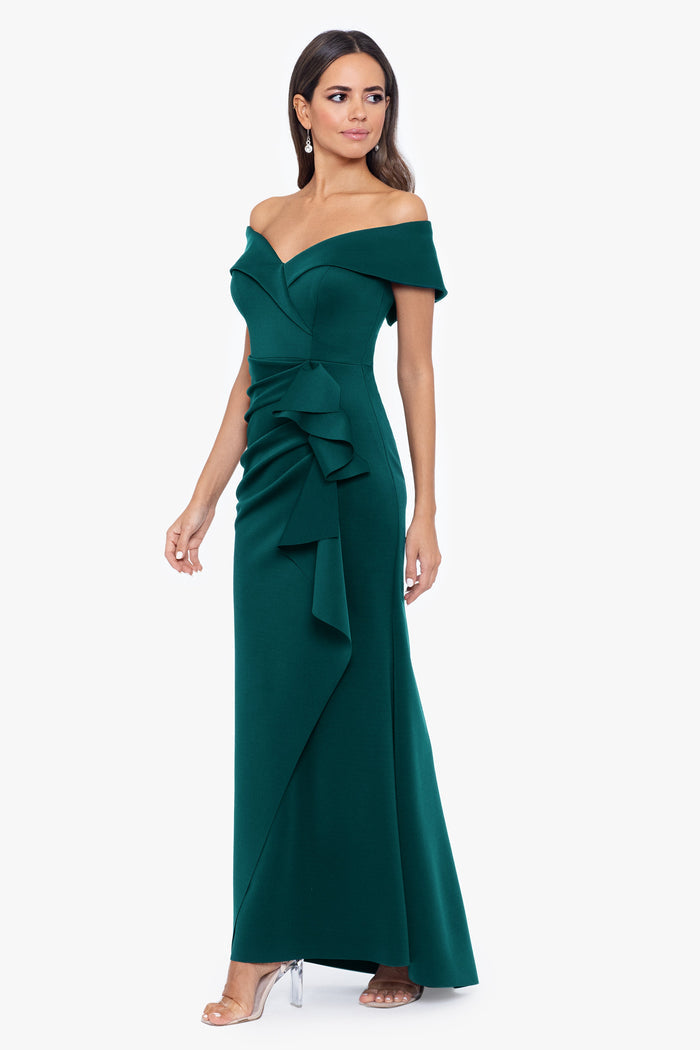 Hunter “Patti” Techno Scuba Off The Shoulder Dress, alternate front view