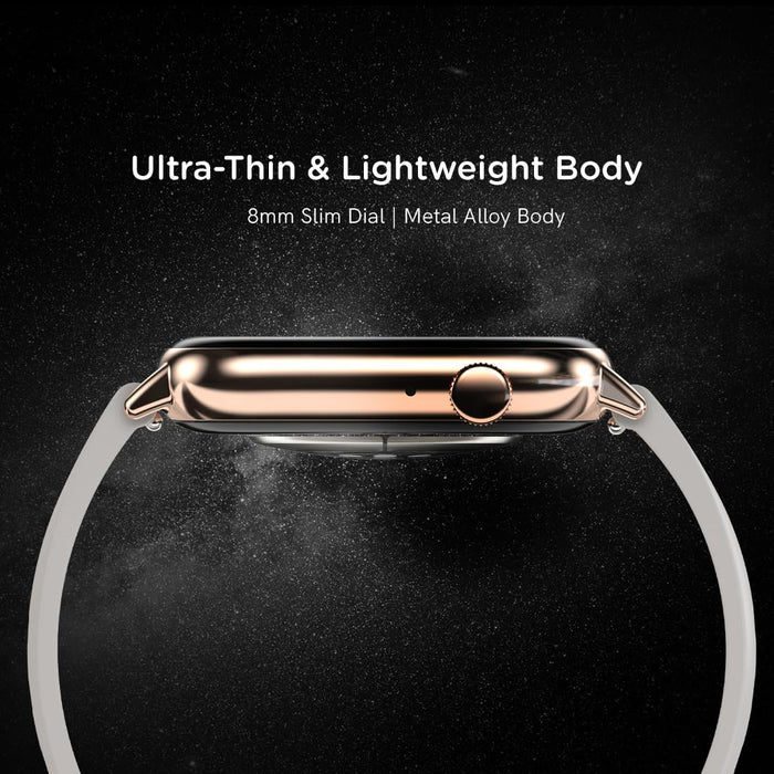 Pebble Cosmos Ultra 1.91" High Resolution Curved Display with Ultra-Thin Dial and Bluetooth Calling - Ovory Gold - Unboxify