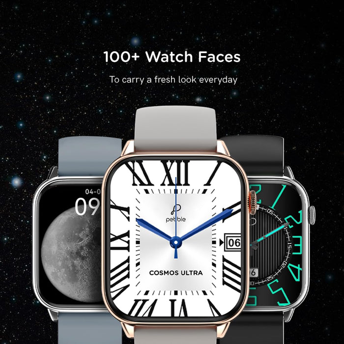 Pebble Cosmos Ultra 1.91" High Resolution Curved Display with Ultra-Thin Dial and Bluetooth Calling - Ovory Gold - Unboxify