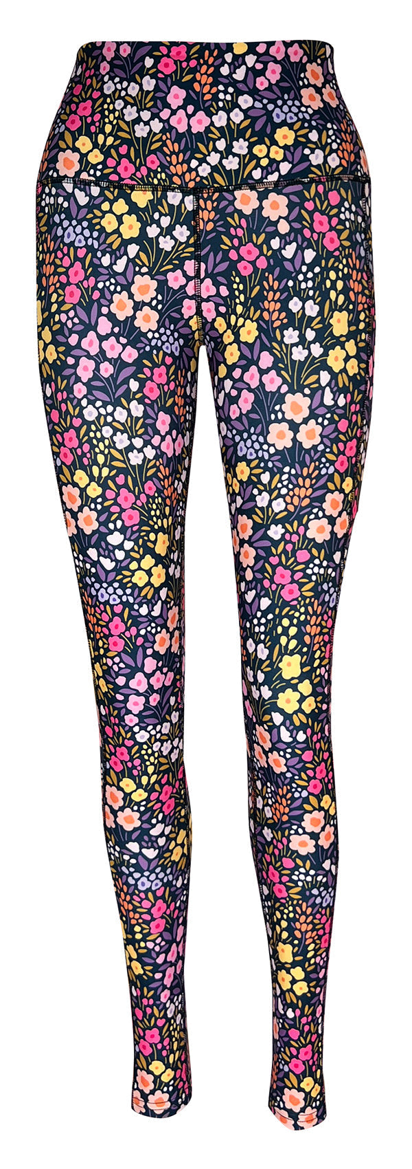 Floral print leggings with pockets, high-rise waistband, and breathable stretch fabric