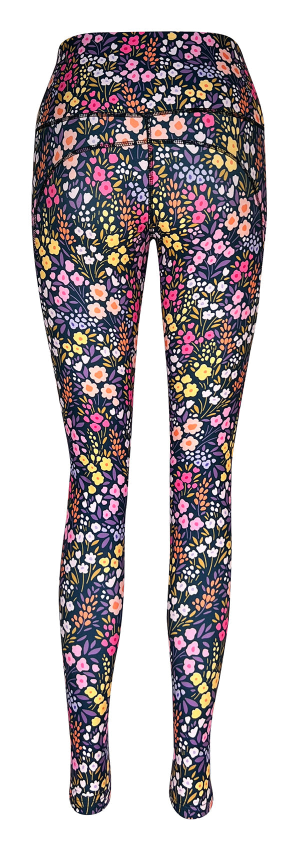 Floral patterned leggings with pockets and high-rise waistband for comfort and functionality