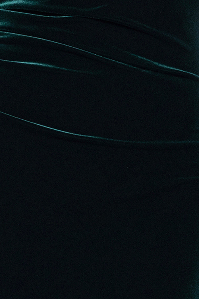 Hunter Petite “Christy” Off the Shoulder Velvet Dress, velvet fabric and ruching detail