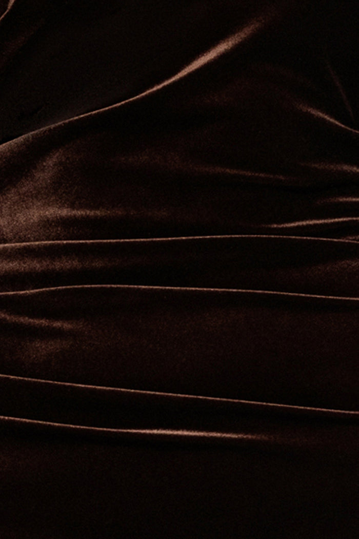 Petite "Christy" Off the Shoulder Velvet Dress