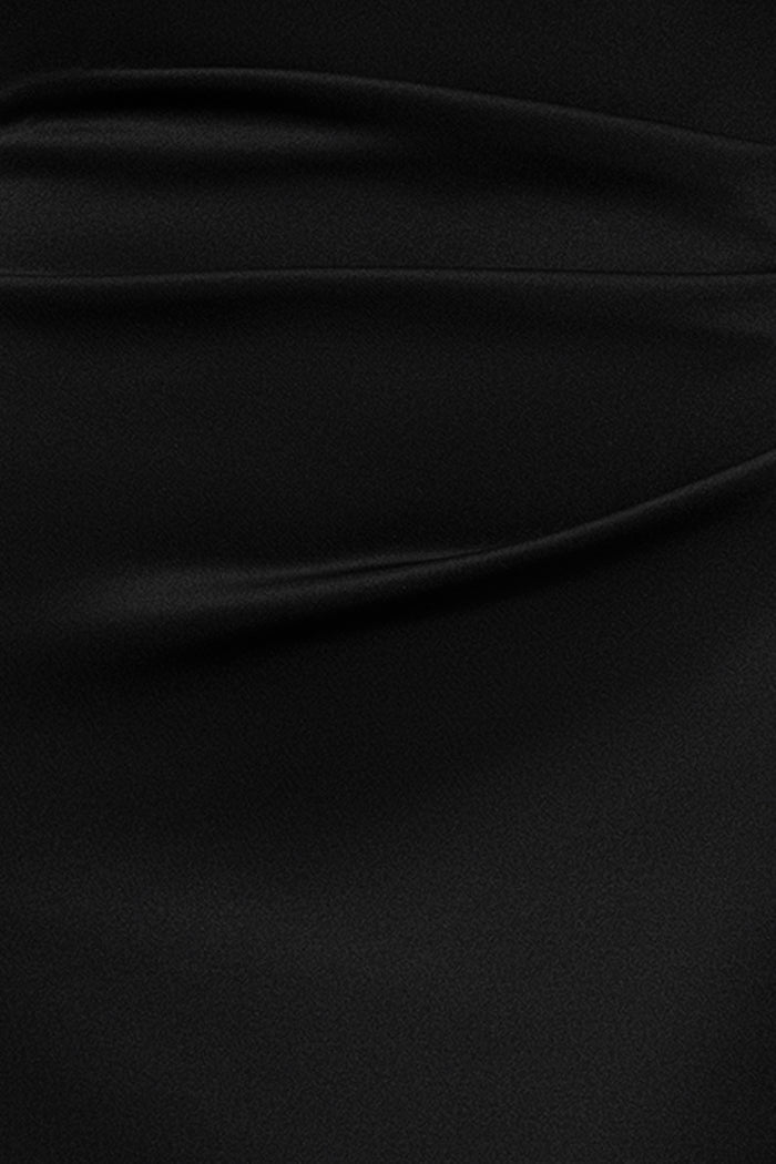 Black Petite “Dolly” Techno Scuba Off The Shoulder Ruffle Dress, techno scuba fabric and ruffle detail