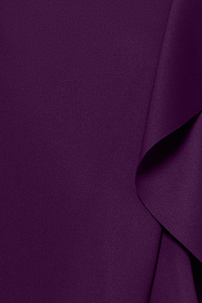 Plum Petite “Flo” Techno Scuba One Shoulder Ruffle Dress, techno scuba fabric and ruffle detail