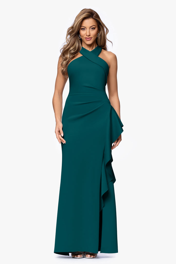 Hunter Petite “Gigi” Techno Scuba Cross Neck Dress, front view