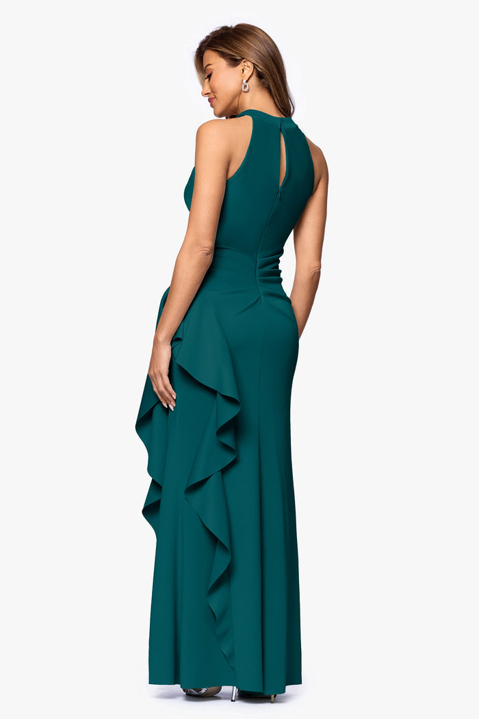 Hunter Petite “Gigi” Techno Scuba Cross Neck Dress, back view