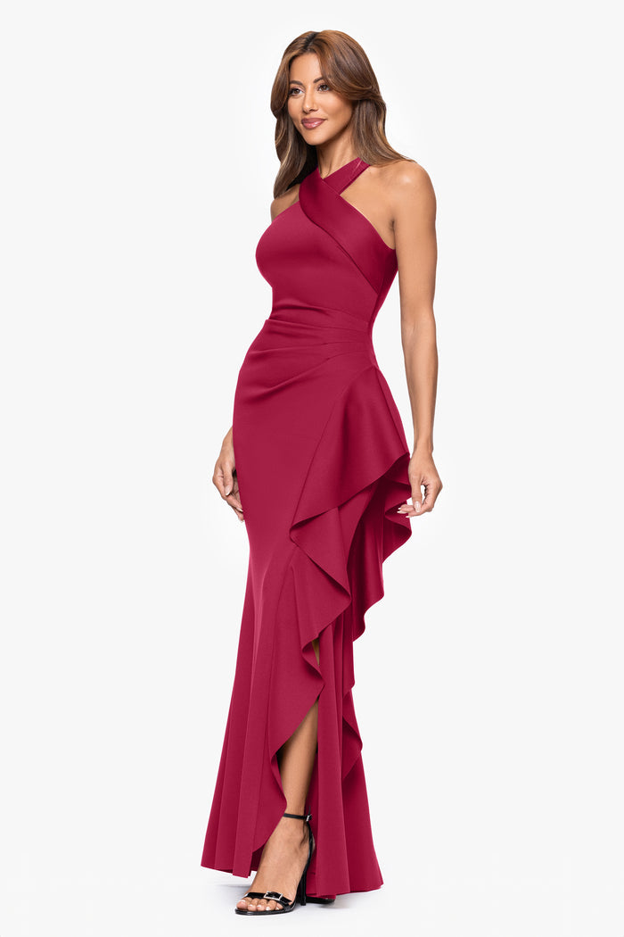 Petite "Gigi" Techno Scuba Cross Neck Dress