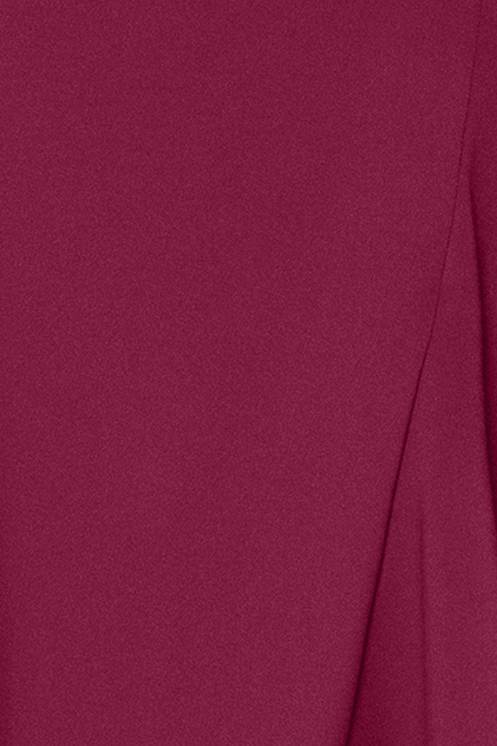 Wine Petite “Gigi” Techno Scuba Cross Neck Dress, techno scuba fabric and ruching detail