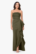 Petite "Jacqueline" Techno Scuba Strapless Ruffle Dress