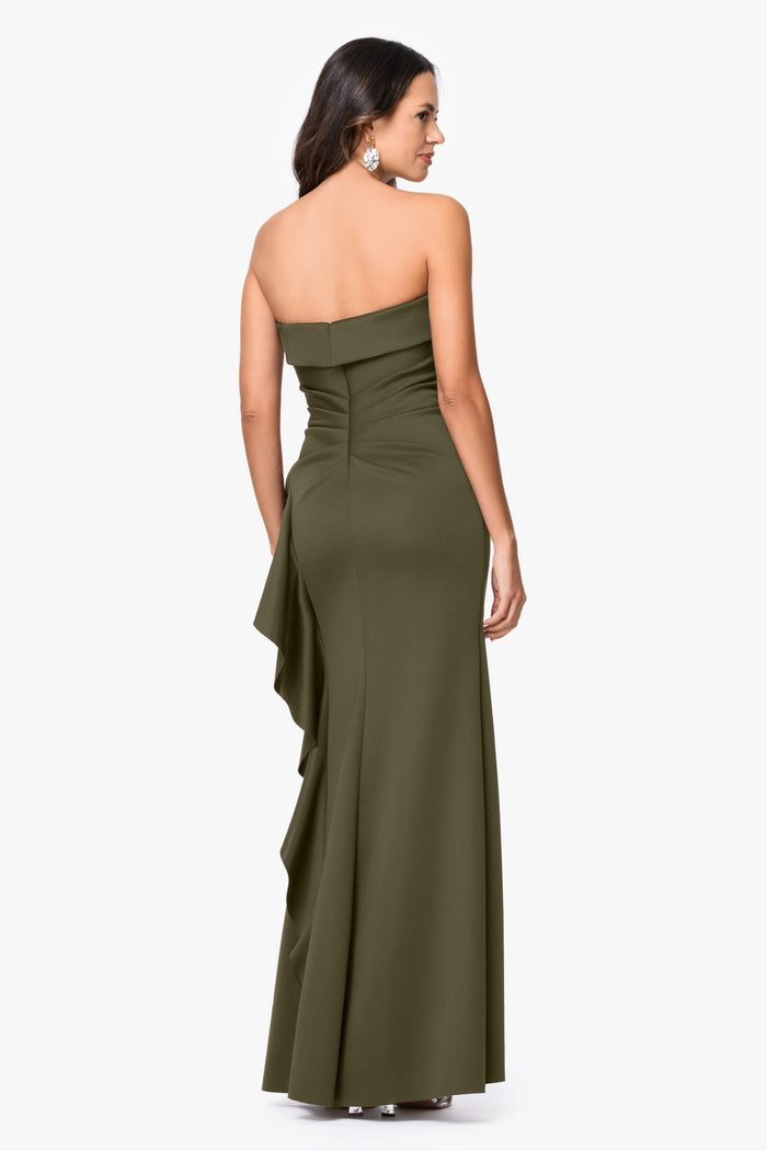 Petite "Jacqueline" Techno Scuba Strapless Ruffle Dress