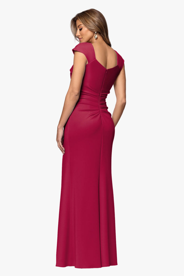 Petite "Lenore" Techno Scuba Asymmetrical Neckline Dress