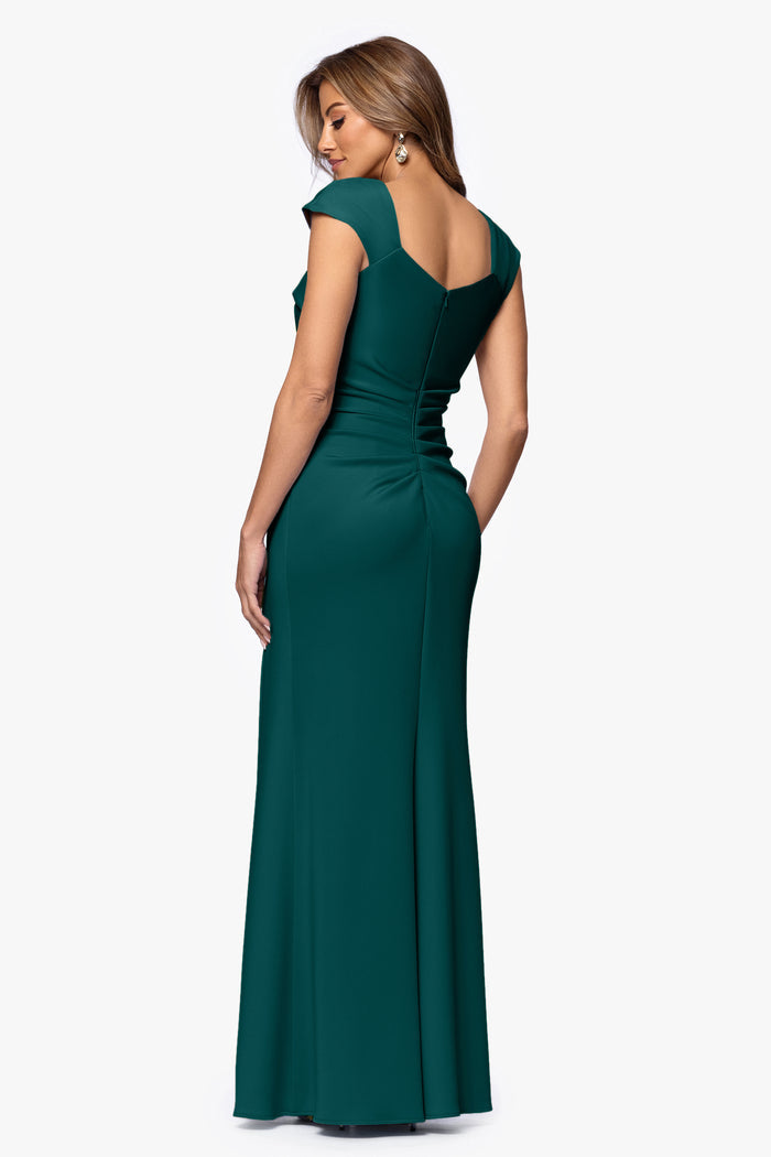 Hunter Petite “Lenore” Techno Scuba Asymmetrical Neckline Dress, back view