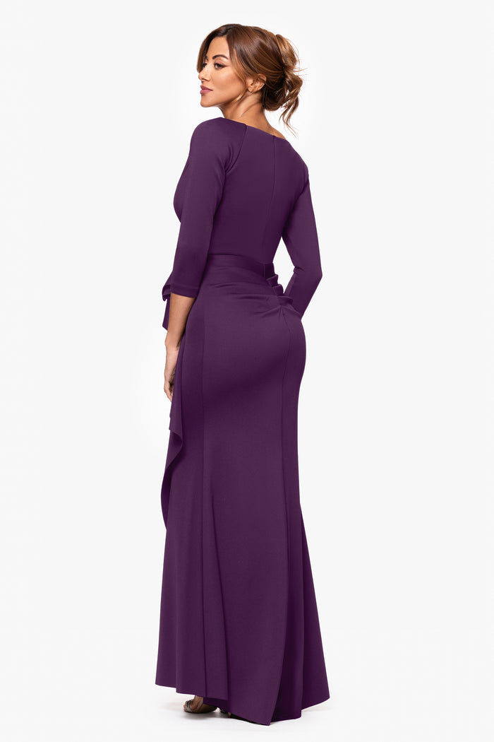 Plum Petite “Lexi” Scuba Crepe Long Sleeve Dress, back view