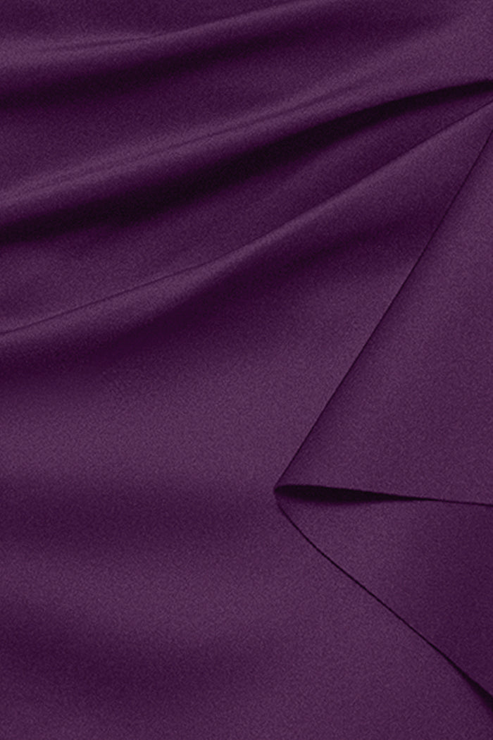 Plum Petite “Lexi” Scuba Crepe Long Sleeve Dress, scuba crepe fabric and ruffle detail