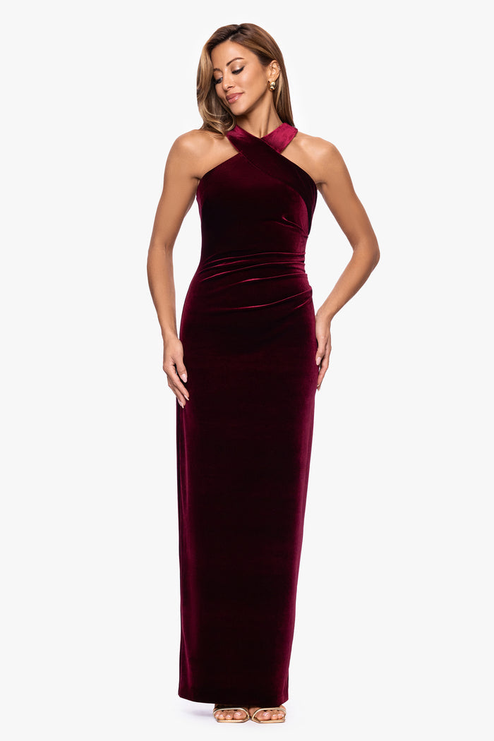Petite "Milan" Velvet Cross Top Dress