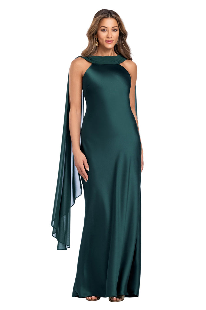 Petite "Monica" Satin & Chiffon Scarf Dress
