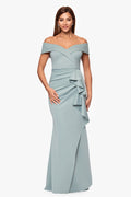 Sage “Patti” Techno Scuba Off The Shoulder Dress, alternate front view