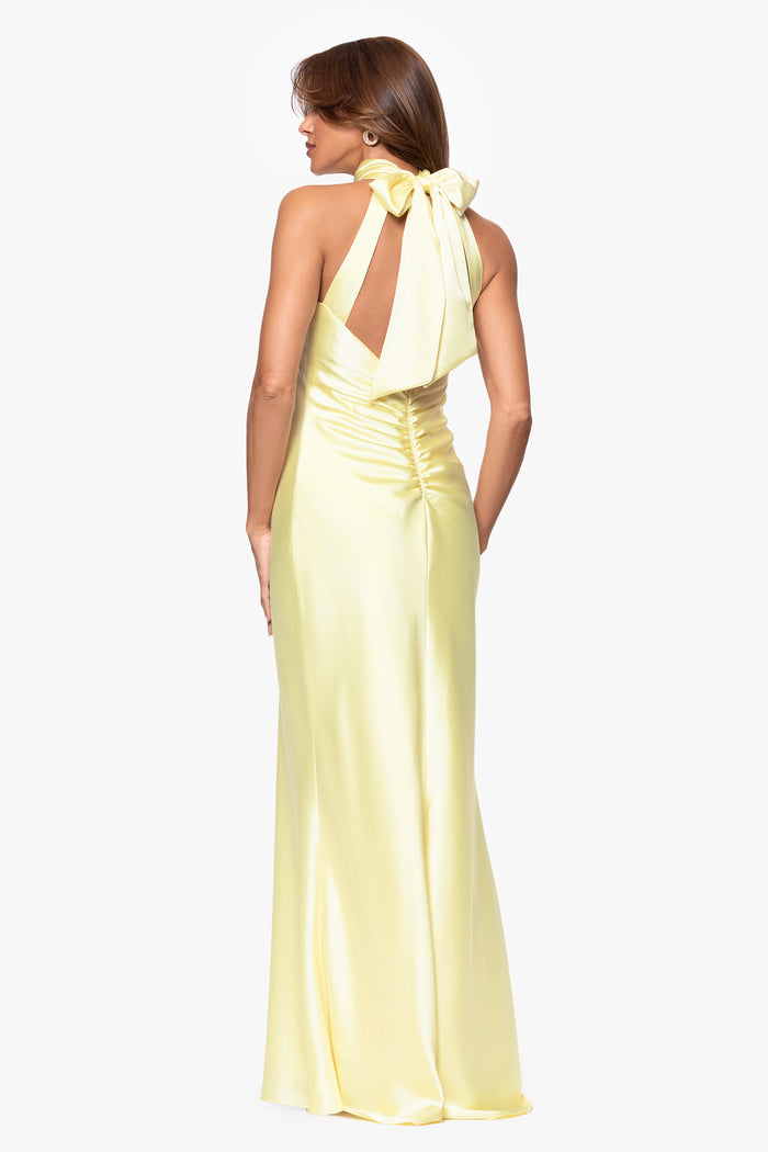 Butter “Ruth” Satin High Tie Neck Backless Dress, back view