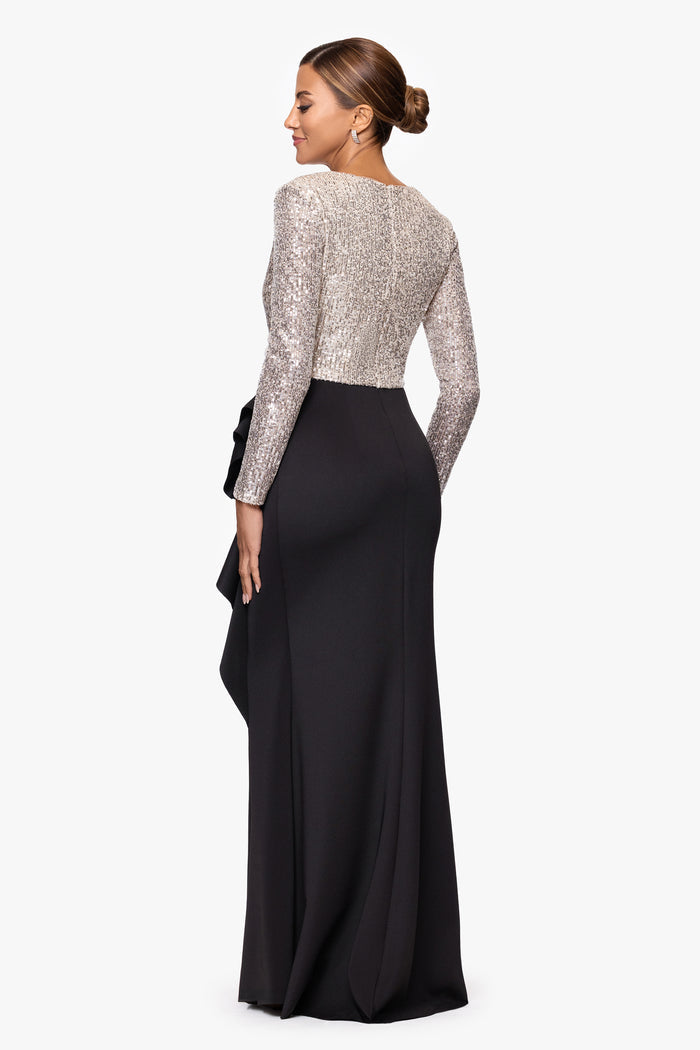 Petite "Tabitha" Sequin Top & Techno Scuba Skirt Long Sleeve Dress