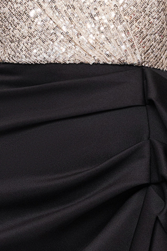 Petite "Tabitha" Sequin Top & Techno Scuba Skirt Long Sleeve Dress