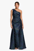 "Piper" Brocade One Shoulder Gown