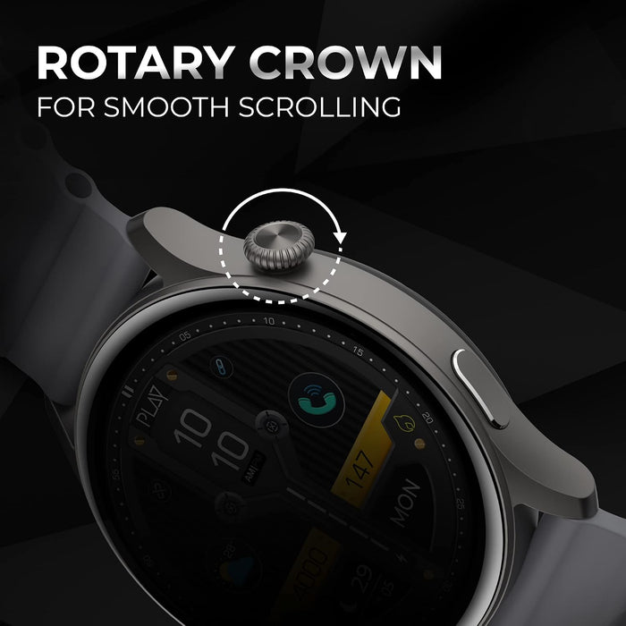 PLAYFIT Flaunt 2 1.43" AMOLED Round Display with Rotary Crown (Grey)