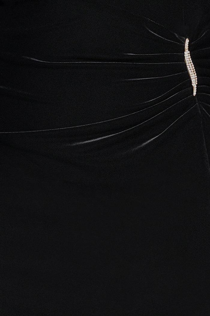 Plus "Danni" Velvet Off The Shoulder Long Sleeve Dress