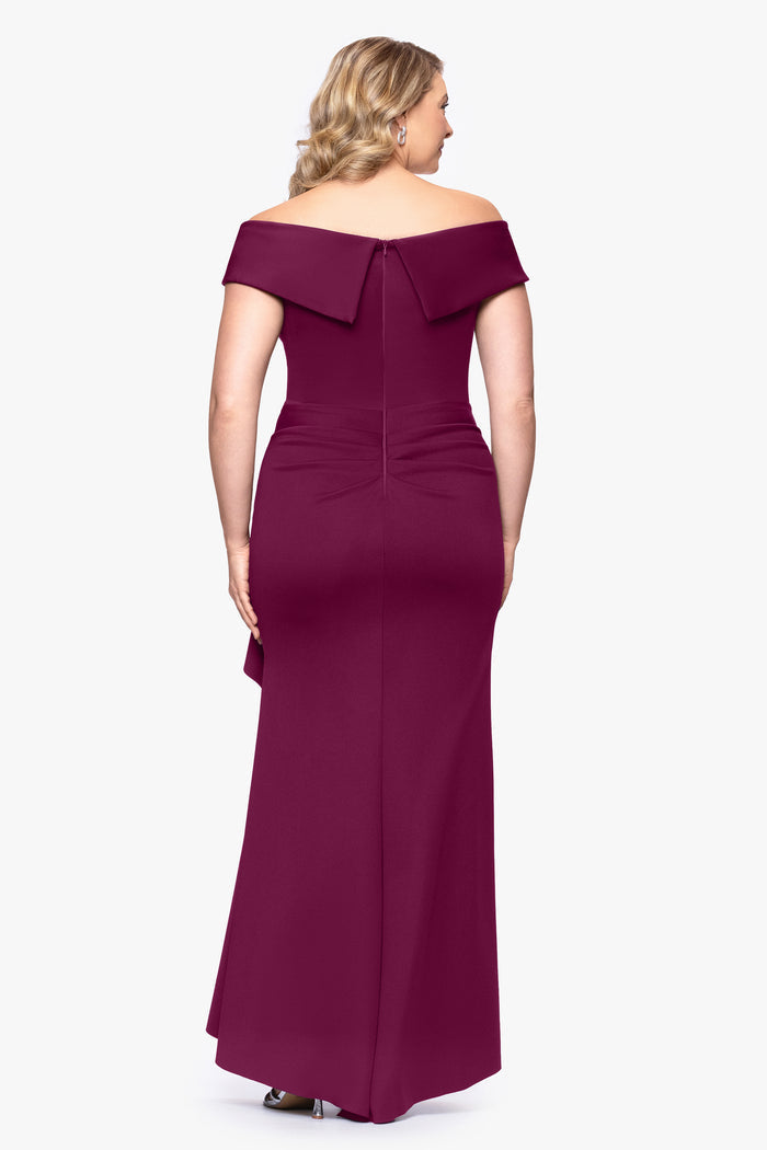 Raisin Plus “Patti” Techno Scuba Off The Shoulder Dress, back view