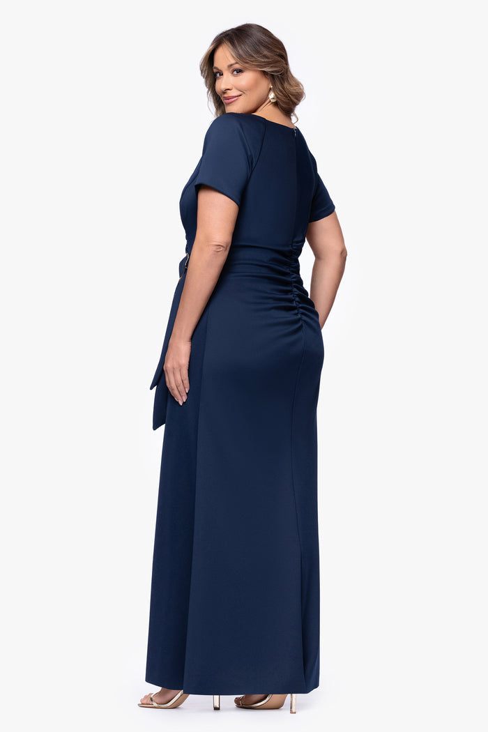 Midnight Plus “Jordan” Techno Scuba Short Sleeve Dress, back view