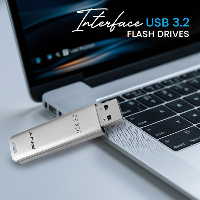 PNY Elite Steel 256GB USB 3.2 Pen Drive | Flash Drive - Silver - Unboxify
