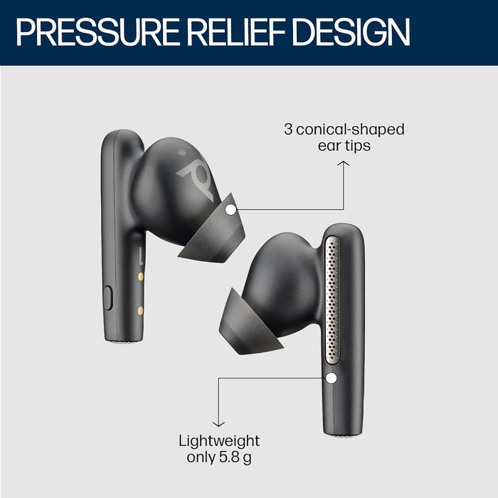 Poly Voyager Free 60 True Wireless Earbuds, in-Ear w/Noise-canceling mic, ANC, Black